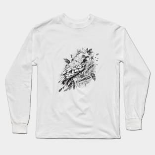 Parrot Wild Animal Nature Illustration Art Tattoo Long Sleeve T-Shirt